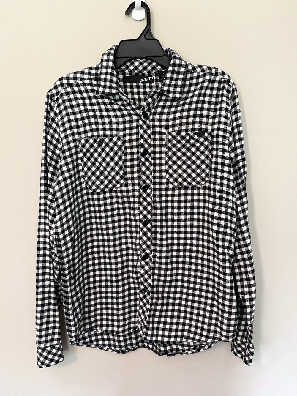 Rusty Black & White Check Button-Up Shirt